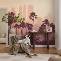 Coloray Vliesbehang - Roze Snellijm Behang - 250x250 cm - Westerse Harmonie Muurschildering - Slaapkamer behang Steden - Fotobehang Vlies - Slaapkamer behang