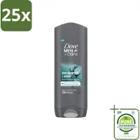 Dove 25 x Men+Care Douchegel - Eucalyptus & Mint - 250 ml - Grootverpakking - Vaatwasstrips - Douchegel Voor Mannen - Hydratatie Huid - Verzorging Gezicht - Verzorging Haar - Eucalyptus En Munt