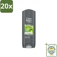 Dove 20 x Men+Care Douchegel - Extra Fresh - 250 ml - Wasstrips - Douchegel Mannen - Frisheid Huid - Huid Verzorging - Huid Uitdroging - MICROMOISTURE Technologie