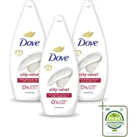 Dove 3 x Douchecrème - Silky Velvet - 720 ml - Grootverpakking - Vaatwasstrips - Douche Crème - Zijdezachte Huid - Droge Huid Verzorging - Mild Reinigen - Vegan Douchegel