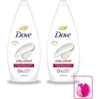 Dove 2 x Douchecrème - Silky Velvet - 720 ml - Bulkverpakking - Douche crème - Douchemop - Zijdezachte huid