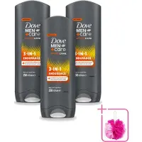 Dove 3 x Men+Care 3-in-1 Douchegel - Sport - 250 ml - Bulkverpakking - Sportverzorging - Douchemop - Lichaamverzorging