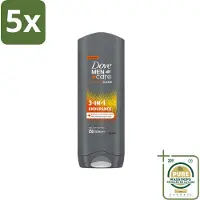 Dove 5 x Men+Care 3-in-1 Douchegel - Sport - 250 ml - Wasstrips - Douchegel Sport - Sport Verzorging - Mannelijke Verzorging - Lichaam En Gezicht Reinigen - Hydraat Huid