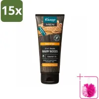 Kneipp 15 x - Douchegel - Men - Warm Woods - 2-in-1 - 200 ml - Bulkverpakking - Douchegel voor mannen - Douchemop - Natuurlijke verzorging