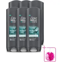 Dove 6 x Men+Care Douchegel - Eucalyptus & Mint - 250 ml - Bulkverpakking - Douchegel voor mannen - Douchemop - Hydratatie huid