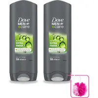 Dove 2 x Men+Care Douchegel - Extra Fresh - 250 ml - Bulkverpakking - Douchegel voor mannen - Douchemop - Frisse geur