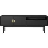 Selsey Stoon II – TV-meubel met 1 lade en 1 open vak - Zwart - 154 cm