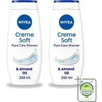 Nivea 2 x - Douchecrème - Rich Moisture Soft - 250 ml - Grootverpakking - Vaatwasstrips - Douchecrème - Hydratatie - Amandelolie - Zachte Huid - Verzorgende Douchecrème