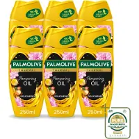 Palmolive 6 x Thermal - Douchegel - Pampering Oil - Verzorgend & Herstel - 250 ml - Wasstrips - Douchegel - Macadamia-olie - Herstel - Hydrateren - Verzorging