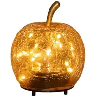Annas collection Appel crackle glas amber oplaadbaar 15 LED 11x12 cm Anna's Collection