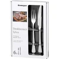 Esmeyer 12-delige steak-/pizza bestekset Sylvia, roestvrij staal 18/10, gepolijst, in cadeauverpakking met doorzichtig venster, artikelnummer 156-256