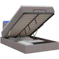 vidaXL Ottomanbed met matras en LED-verlichting, taupekleurig, 120 x 200 cm, stoffen bekleding