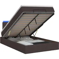 vidaXL Ottomanbed met matras en LED-verlichting, donkerbruin, 120 x 200 cm