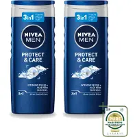 Nivea 2 x Men – Douchegel – Protect & Care – 250 ml - Wasstrips - Douchegel Mannen - Verzorgende Douchegel - Huidverzorging - Reiniging - Aloë Vera
