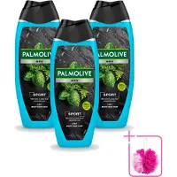 Palmolive 3 x Men - Sport 3-in-1 - Douchegel - Verfrissend & Verzorgend - 500 ml - Bulkverpakking - Douchegel - Douchemop - Sport