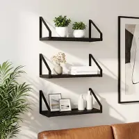 vidaXL Wandplanken 3 st Zwart eiken 40 x 16 x 15,5 cm