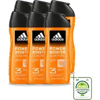 Adidas 6 x - 3-in-1 Douchegel - Power Booster - Sprankelende Geur - Gerecyclede Verpakking - 250 ml - Grootverpakking - Vaatwasstrips - Douchegel - 3-in-1 - Lichaam - Gezicht - Haar