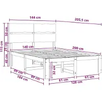 vidaXL Tweepersoonsbed met hoofdbord ROSTOCK Donkerbruin 140 x 200 cm