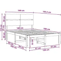 vidaXL Tweepersoonsbed met hoofdbord ROSTOCK Donkerbruin 140 x 190 cm