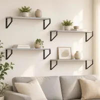 vidaXL Wandplanken 4 st Grijs Sonoma 60 x 16 x 15,5 cm