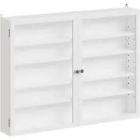 SoBuy Wandkast met 2 Klapdeuren en 4 Verstelbare Planken – Ruimtebesparende Opbergkast – Wandmontage – Wit – FSB113-W