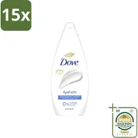 Dove 15 x Douchecrème - Hydrate - 720 ml - Wasstrips - Douchegel - Hydraterende Douchegel - Droge Huid - Huidverzorging - Douchegel Voor Droge Huid