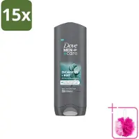 Dove 15 x Men+Care Douchegel - Eucalyptus & Mint - 250 ml - Bulkverpakking - Douchegel voor mannen - Douchemop - Hydratatie huid