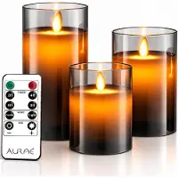 Aurae Led Kaarsen met Bewegende Vlam - 3x - Echte Wax - Afstandsbediening - 250+ Branduren - op Batterijen - Flikkerende Vlam - Timer - Kerst Kaarsen