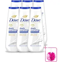 Dove 6 x Douchecrème - Deeply Nourishing - 600 ml - Bulkverpakking - Douchegel - Douchemop - Huidverzorging