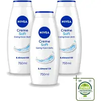 Nivea 3 x – Douchegel – Creme Soft Caring Foam Bath – 750 ml - Grootverpakking - Vaatwasstrips - Douchegel - Huidverzorging - Droge Huid - Hydrateren - Mild Reinigen
