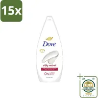 Dove 15 x Douchecrème - Silky Velvet - 720 ml - Wasstrips - Douchegel - Zijdezachte Huid - Droge Huid Verzorging - Mild Reinigen - Huid Verzorging