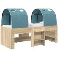 vidaXL Kinderhoogslaper met tunnel 3 st Sonoma Eiken en Lichtblauw
