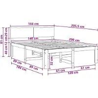 vidaXL Tweepersoonsbed met hoofdbord ROSTOCK Donkerbruin 140 x 200 cm