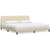vidaXL Bed met matras "Hanko" stof crèmekleurig 200x200 cm