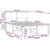 vidaXL Tweepersoonsbed met hoofdbord ROSTOCK Naturel 137 x 190 cm