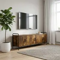 vidaXL Tv-meubel 146 x 33 x 50 cm Gerookt eiken Bewerkt hout