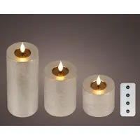 Lumineo LED kaars 3dlg Ø7,5 Champagne Champagne Wax Led kaars