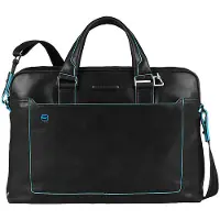 Piquadro Blue Square Computer Portfolio Briefcase 15'' black schoudertas heren