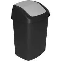 Curver Swing Serie - Prullenbak - 25L - Zwart - Zilver