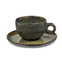 Serax Surface cappuccino kop en schotel Indi Grey - ? 9,5 cm - hoogte 7 cm - set van 4