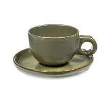 Serax - Sergio Herman Surface - Koffiekop + Schotel - Camogroen - 13 Ø - 4 stuks