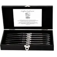 Laguiole Luxury Line steakmessen - zwart - ebbenhout - 6 stuks