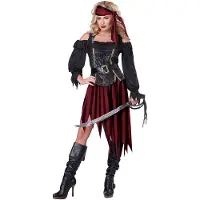 Vegaoo Sexy fluweelachtige piraten outfit voor vrouwen