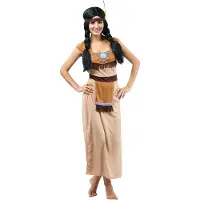 Vegaoo Klassieke beige en oranje indianen outfit voor vrouwen
