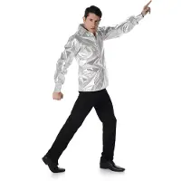 Vegaoo Zilverkleurig disco shirt voor volwassenen