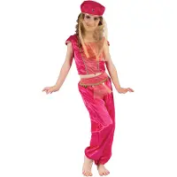 Vegaoo Goudkleurig en rood ori?ntaals kostuum voor meisjes