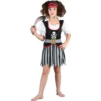 Vegaoo Zwart en grijs gestreept piratenkostuum voor meisjes