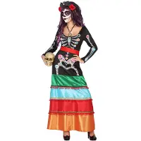 Atosa Mexican Skeleton Long Dress Costume Veelkleurig XS-S Kinderen