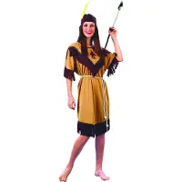 Vegaoo Bruin met beige indianen kostuum voor vrouwen