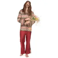 Vegaoo Bordeaux rood hippie kostuum voor mannen - Verkleedkleding - XL